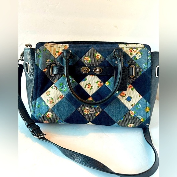 Coach NWOT Blake Denim Patchwork Satchel Handbag - Picture 1 of 12